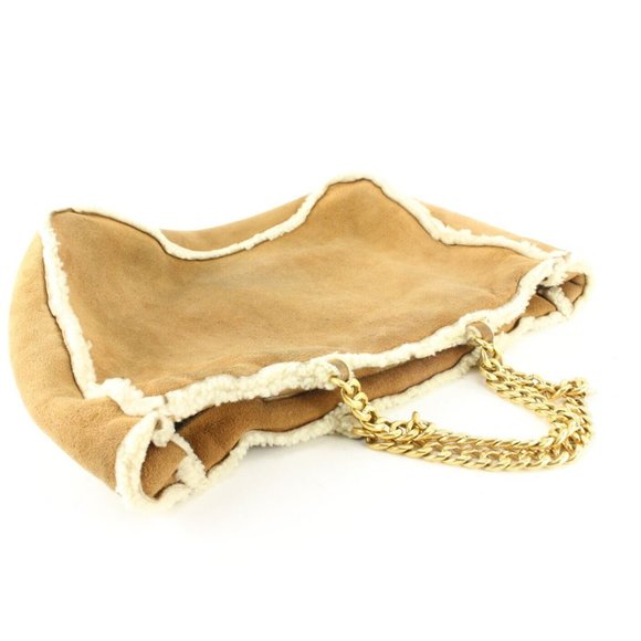 Chanel Brown Shearling Sheepskin Chain Tote GHW 4CAS0419 - Picture 8 of 12